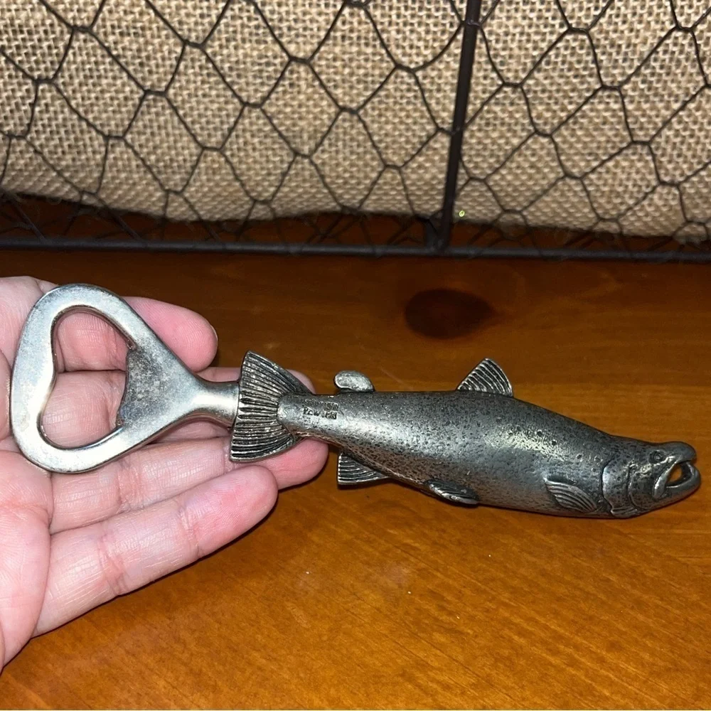 None pewter fishbottle